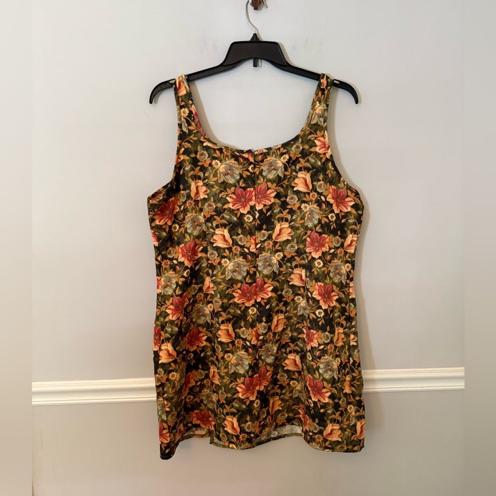 NWT cider fall brown color floral print front slit mini dress. 3XL - Picture 2 of 7